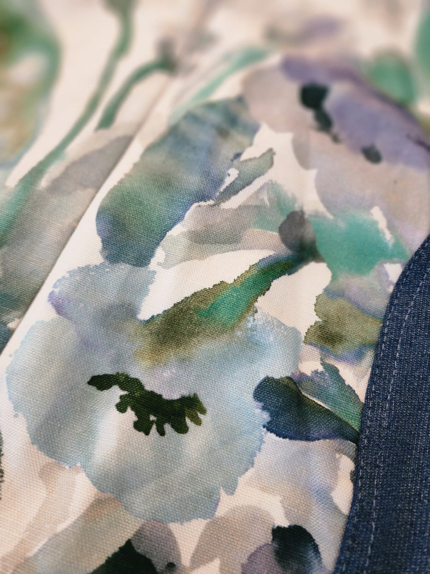 Watercolor Style Upcycled Denim Dress