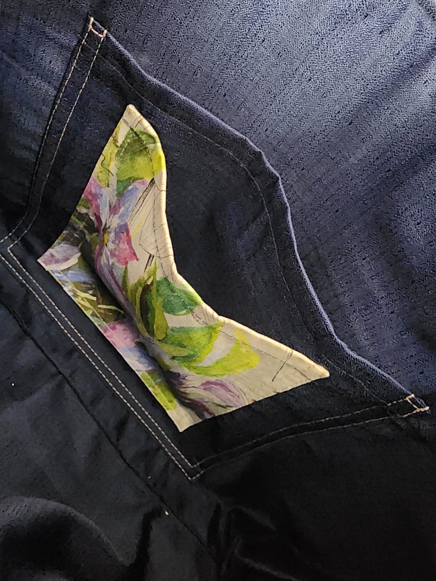 Flower Bag Made of Upcycled Denim and Flower Print