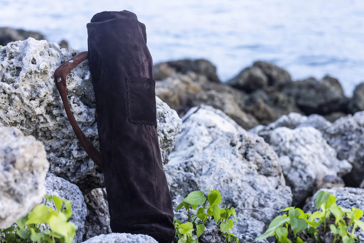 Brown Leather Upcycled Yoga Mat Bag