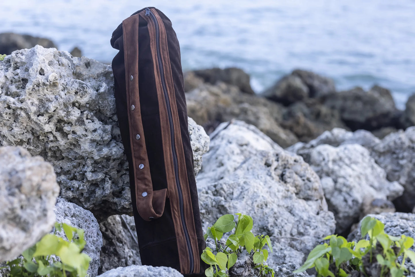 Brown Leather Upcycled Yoga Mat Bag