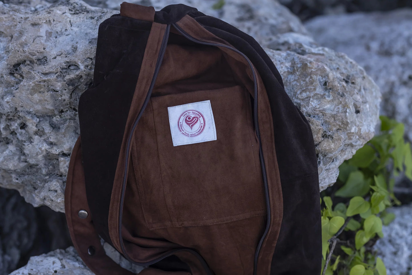 Brown Leather Upcycled Yoga Mat Bag