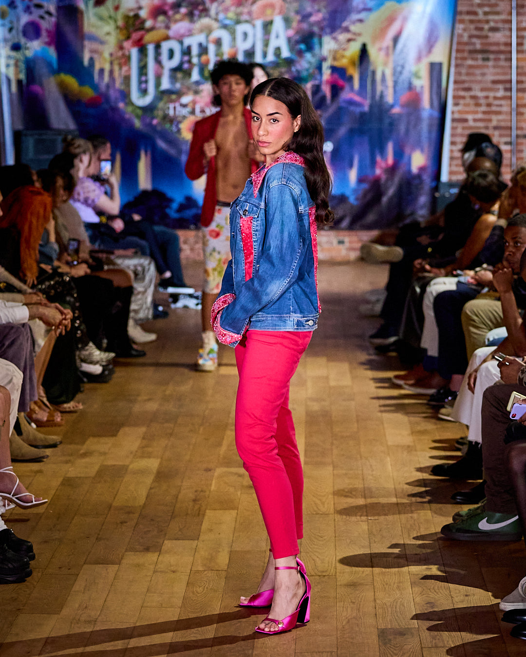 Upcycled Jean Jacket with Artisanal Beaded Flower Accents